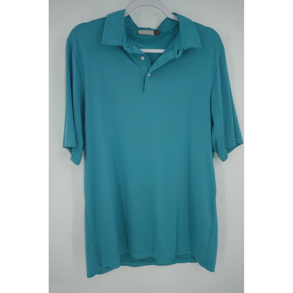KJUS Polo Shirt Blue Striped Comfort Fit Summer Golf Performance Men's Large